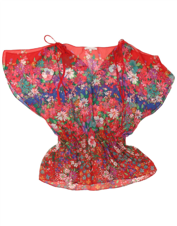 Replay Blusa para mujer Top UK 44 Medio Rojo Floral Poliéster