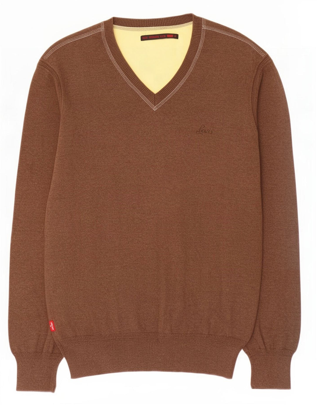 Levi's Jersey con cuello en V de algodón marrón medio para hombre