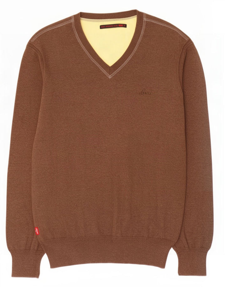 Levi's Jersey con cuello en V de algodón marrón medio para hombre