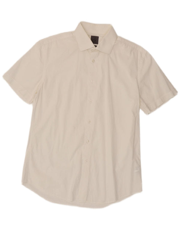Camisa Calvin Klein Hombre Manga Corta Algodón Blanco Mediano