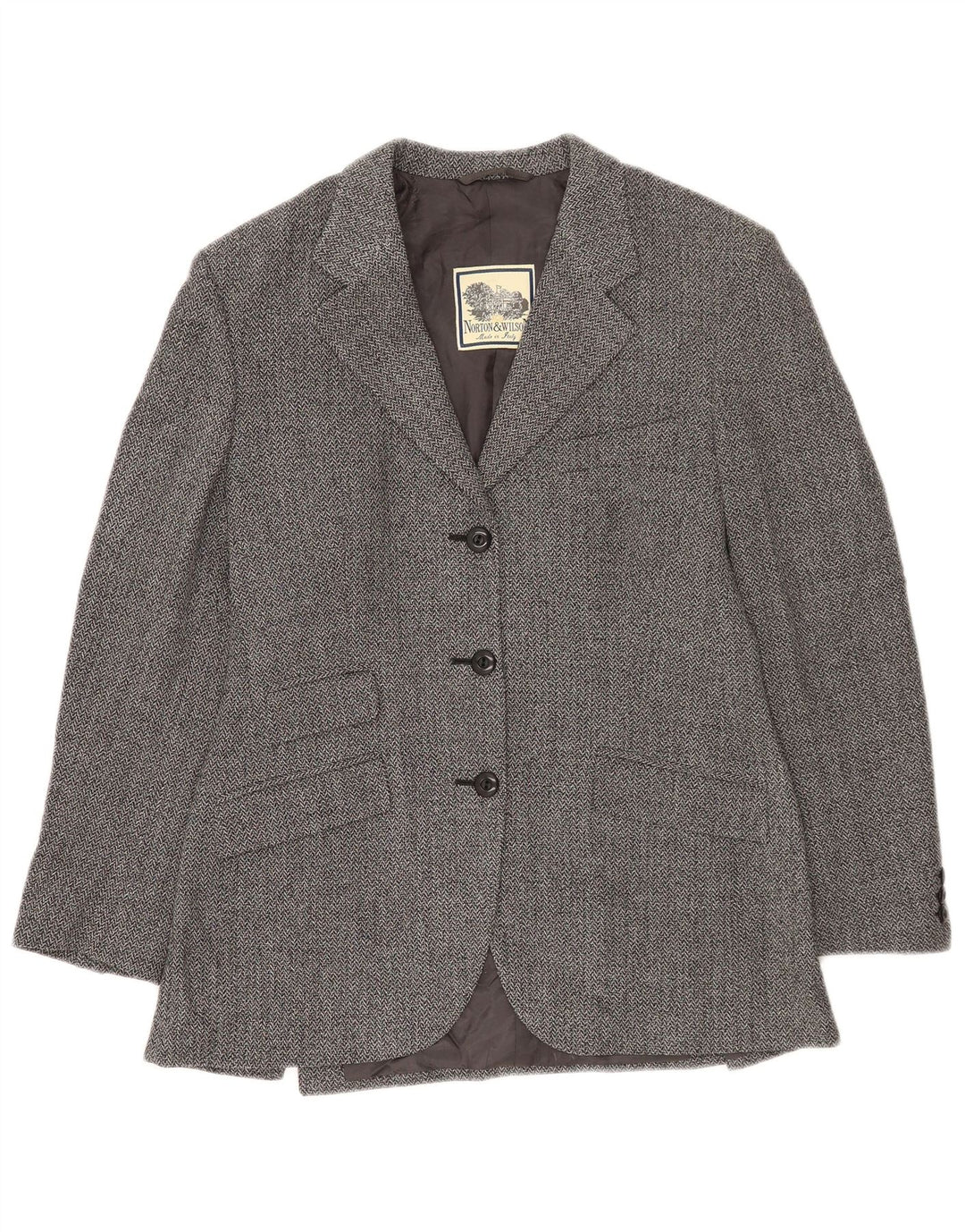 Norton & Wilson Chaqueta tipo blazer de 3 botones para mujer UK 42 Gris medio Espiga