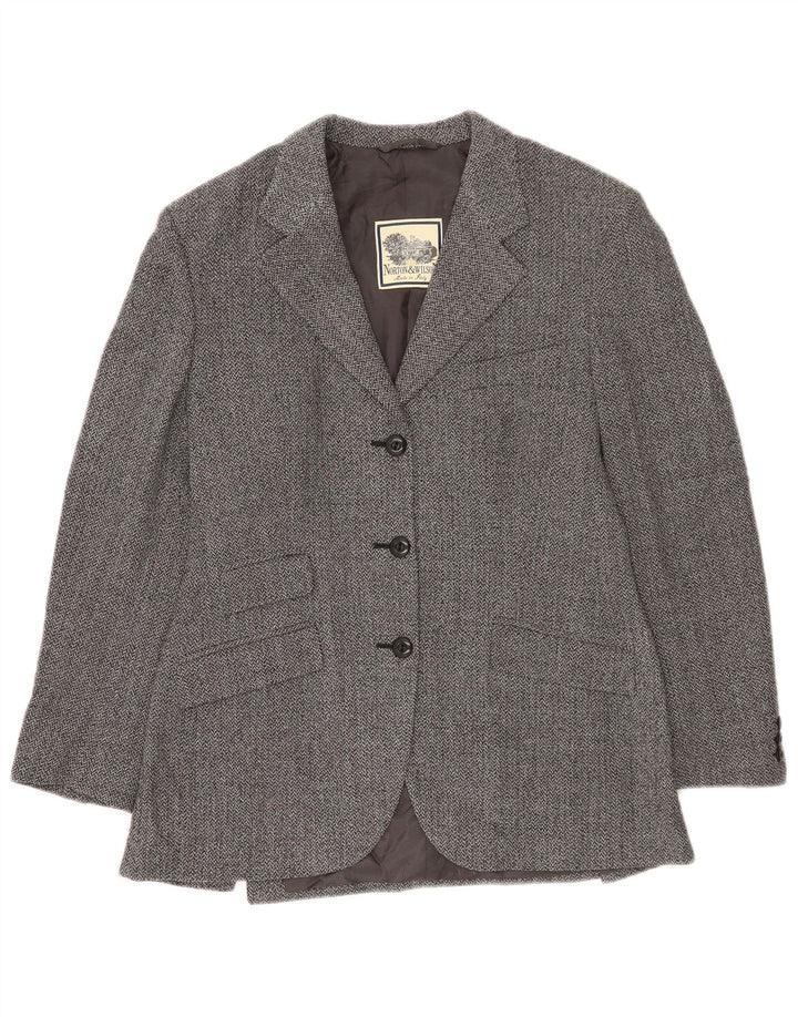Norton & Wilson Chaqueta tipo blazer de 3 botones para mujer UK 42 Gris medio Espiga