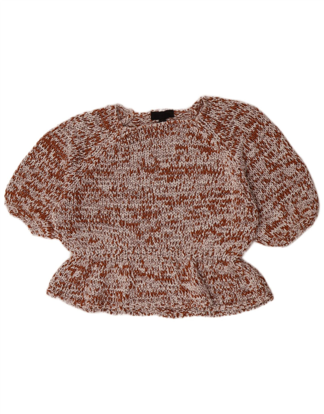 Zara Blusa De Ganchillo Extragrande para Mujer Top Reino Unido 10 Pequeño Algodón Marrón