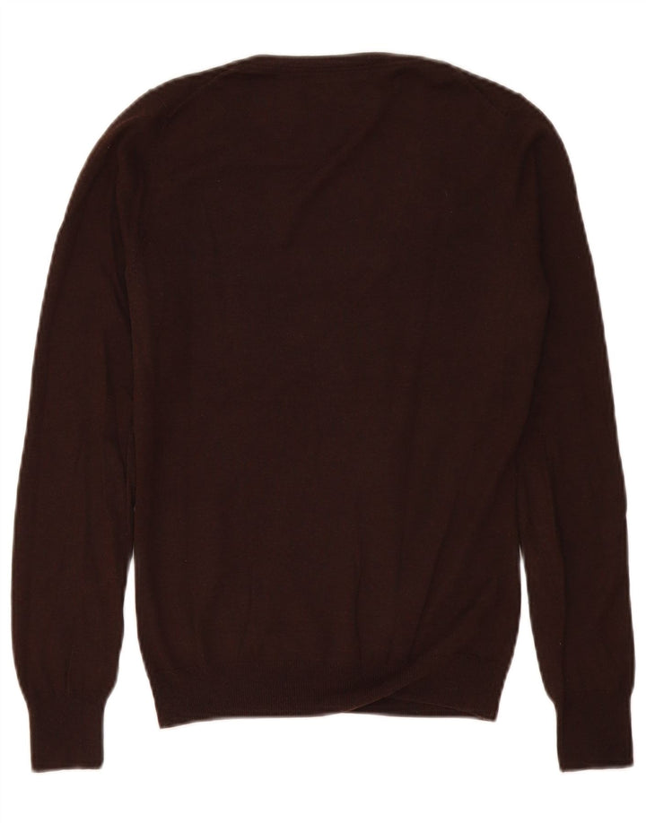 Massimo Dutti Jersey con Cuello en V para Mujer UK 40 Small Seda Marrón
