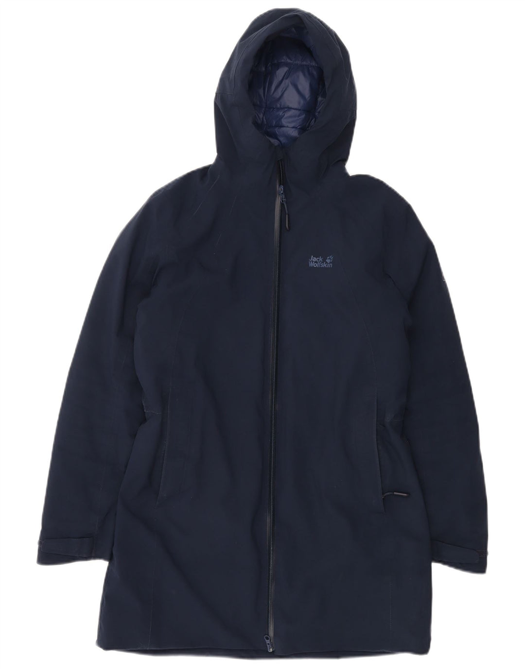 JACK WOLFSKIN Abrigo cortavientos con capucha de gran tamaño para mujer UK 6 XS Azul marino