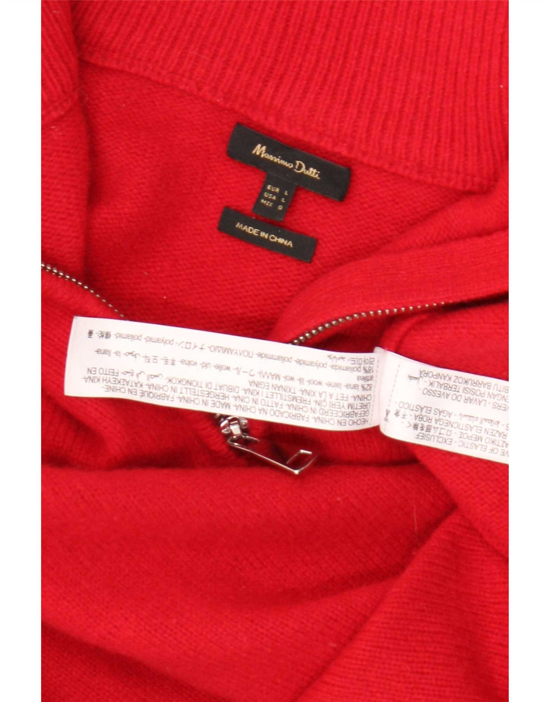 Massimo Dutti Jersey Mujer con Cremallera y Cuello UK 46 Large Lana Roja