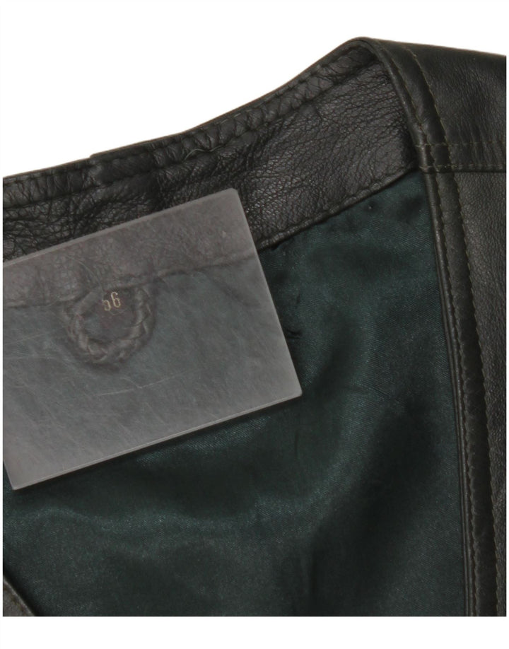 VINTAGE Chaleco de cuero para hombre IT 56 2XL Cuero caqui