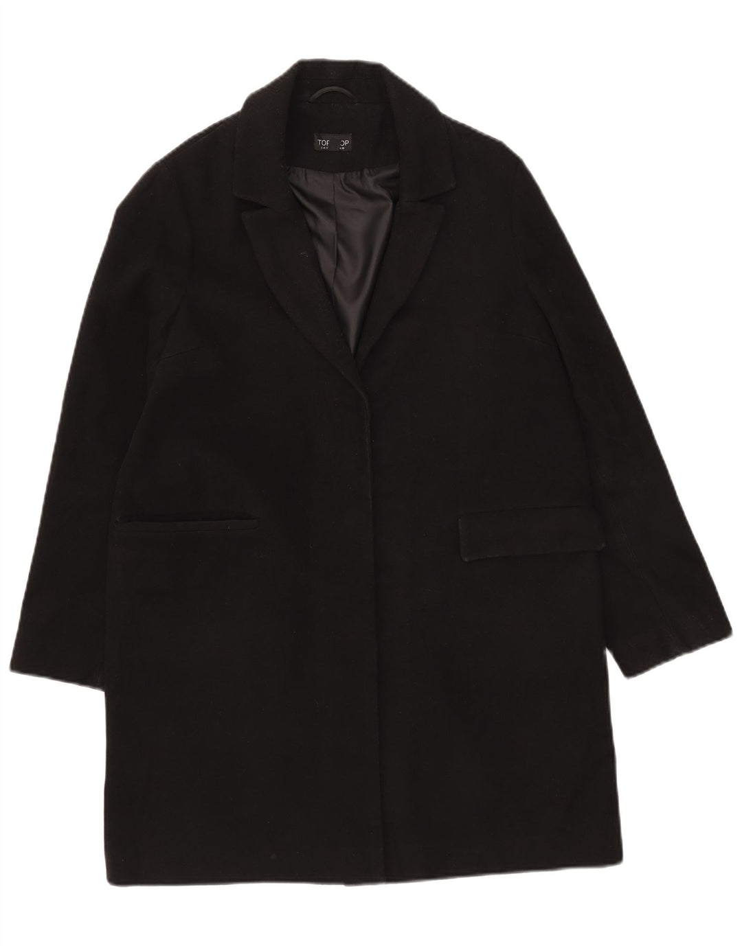 Topshop Abrigo abierto para mujer UK 10 Small Poliéster negro
