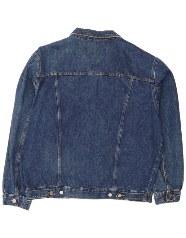 Vintage hombres chaqueta de mezclilla Reino Unido 44 2XL algodón azul