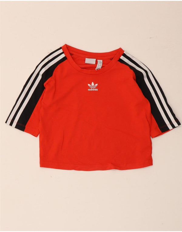 Adidas Camiseta corta gráfica para mujer UK 6 XS Rojo Colorblock Algodón