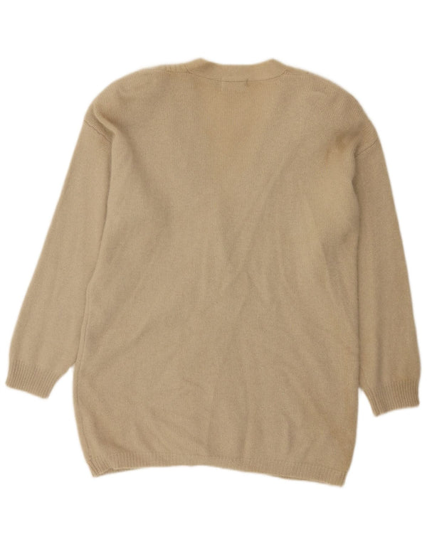 Vintage mujer longline cardigan suéter Reino Unido 16 gran lana de cordero beige