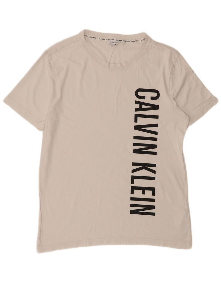 Calvin Klein - Camiseta gráfica para hombre, parte superior de algodón blanco mediano