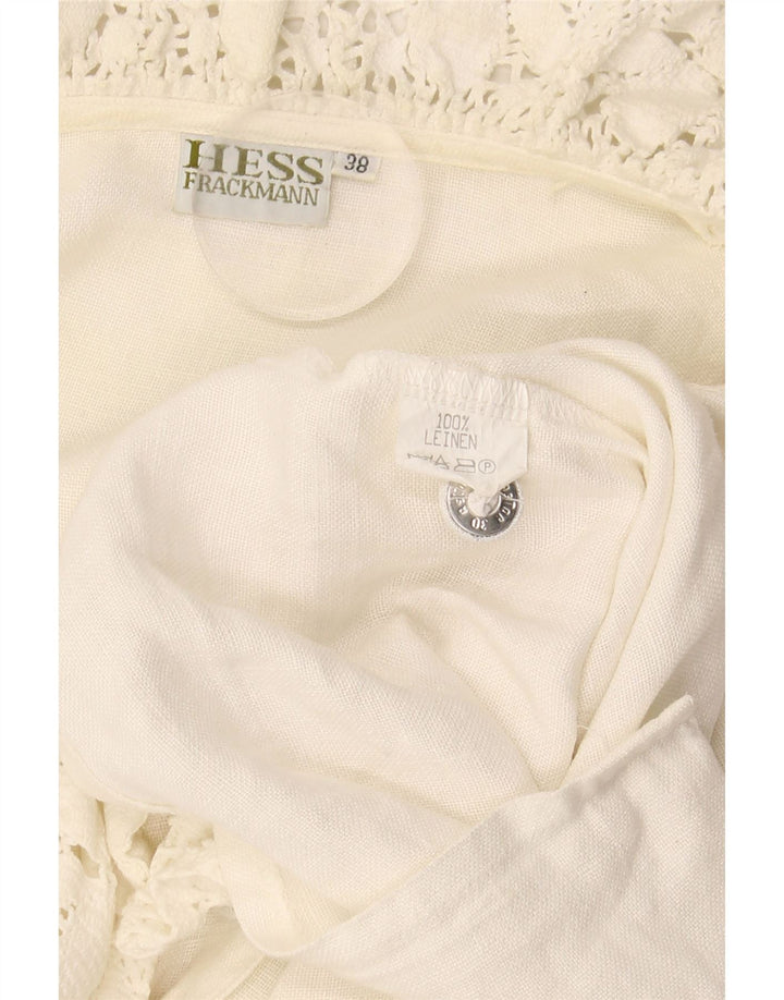 HESS FRACKMANN Blusa camisera de manga 3/4 para mujer EU 38 Medium Off White Linen