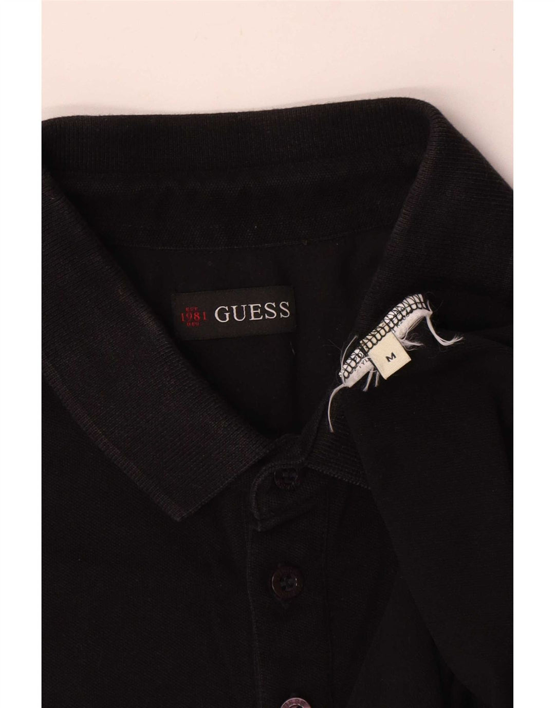 Guess Polo Hombre Mediano Algodón Negro