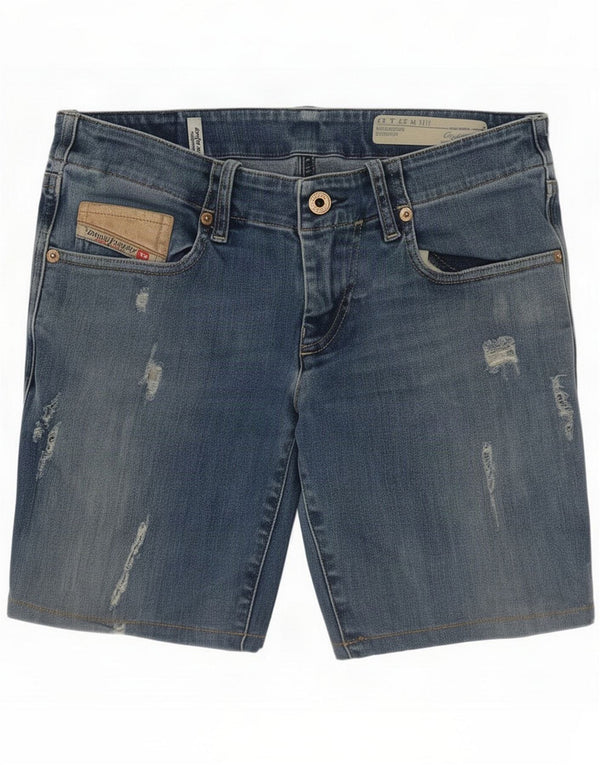 Diesel Mens Gupeen-J Distressed Low Waist Denim Shorts XS W27 Blue Cotton