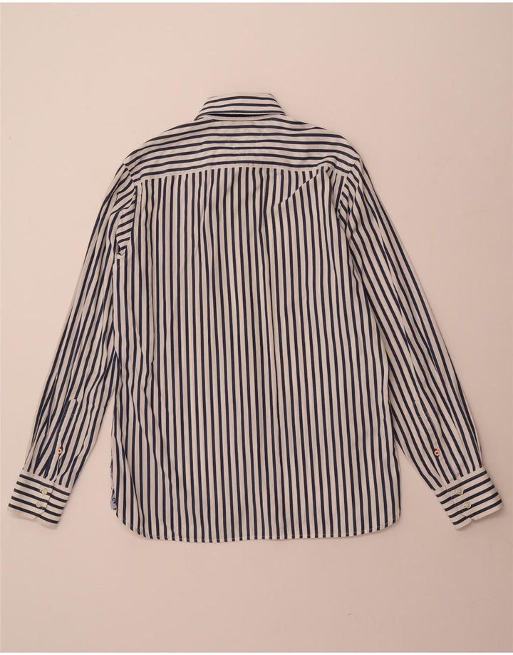 TOMMY HILFIGER Camisa de hombre mediana blanca de algodón a rayas