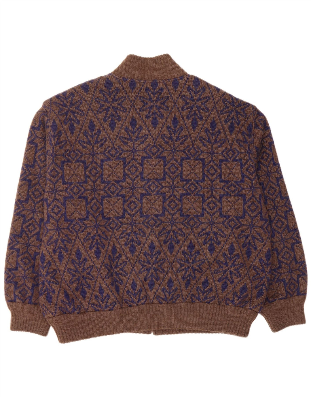 VINTAGE Suéter cárdigan reversible para hombre XL Marrón Fair Isle