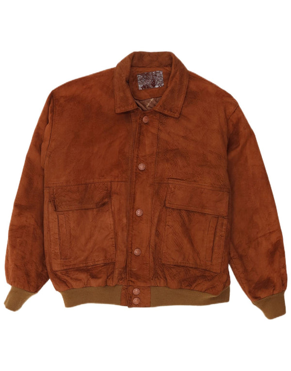 Chaqueta Bomber de ante para hombre de Alta Moda UK 42 XL Marrón
