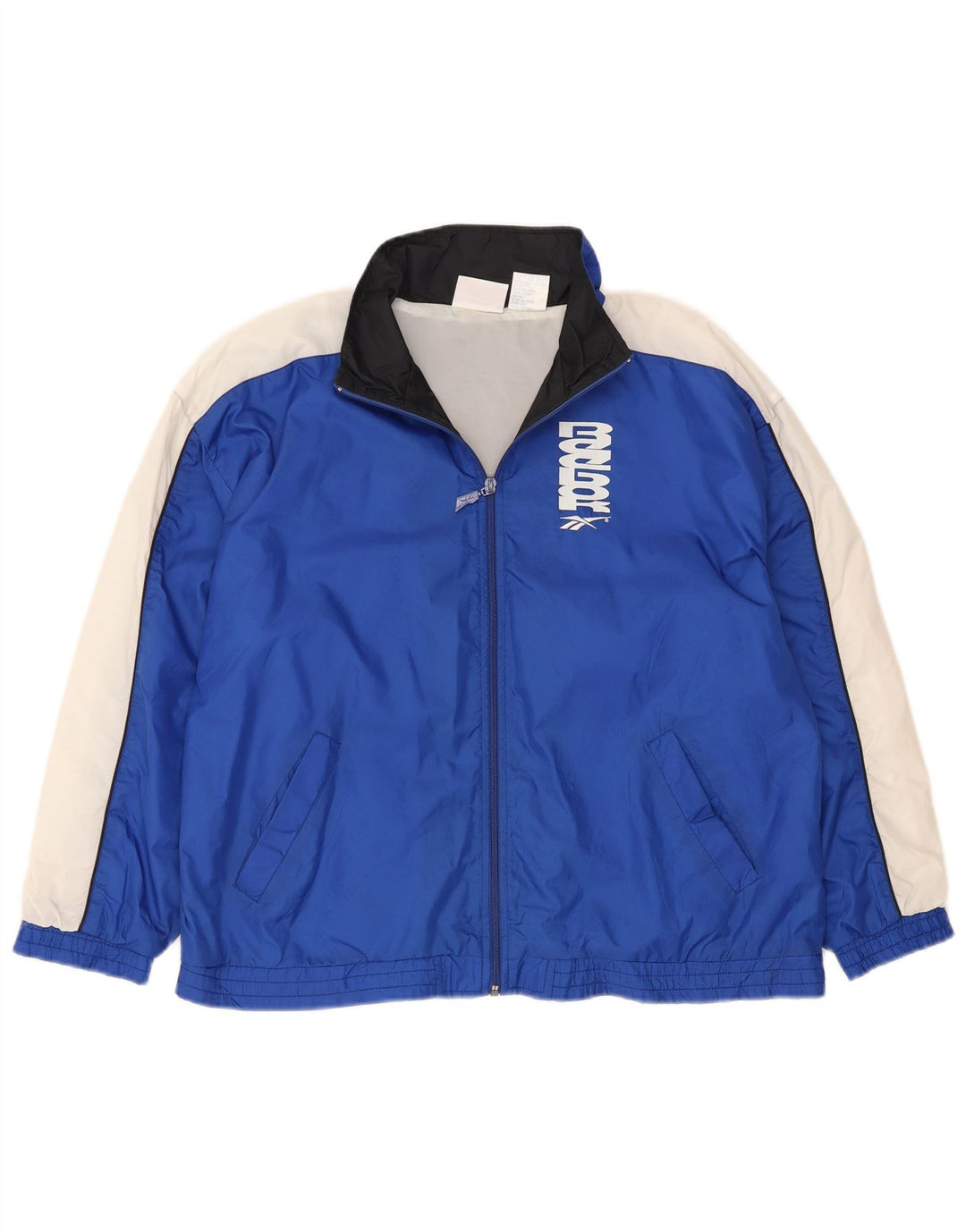 Reebok - Chaqueta de chándal gráfica para mujer, talla 40, XL, nailon azul marino