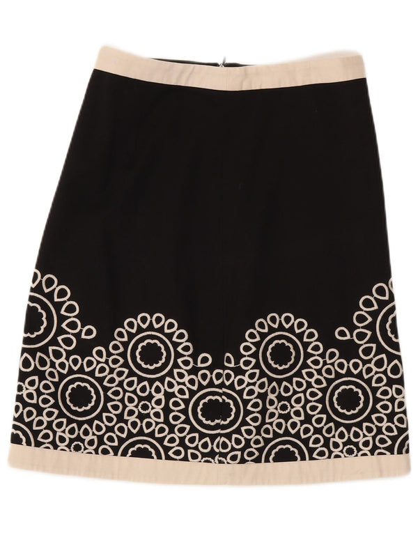 Falda midi para mujer Boden UK 8 Small W28 Algodón floral negro