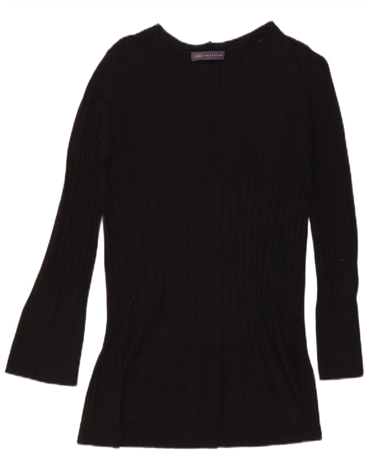 Marks & Spencer Suéter con Cuello en V para Mujer UK 8 Small Viscosa Negra