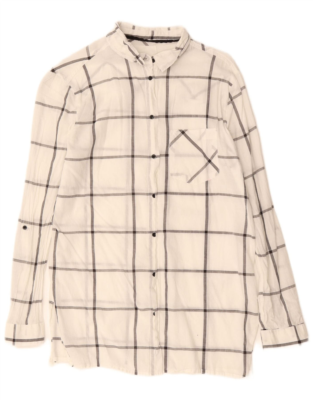 Camisa Brugi para mujer UK 44 Algodón a cuadros blanco mediano