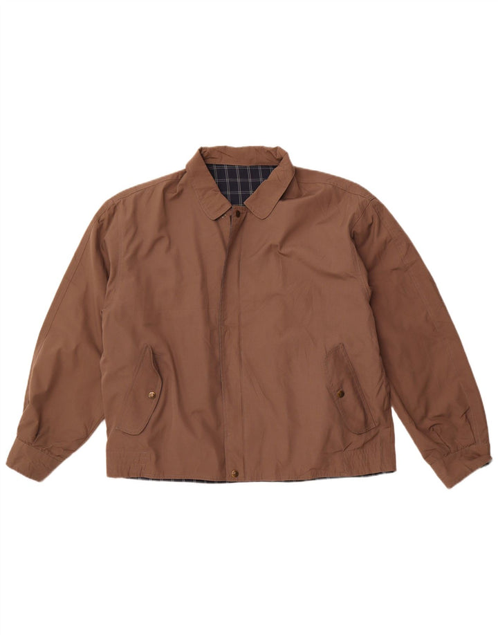 VINTAGE Chaqueta reversible para hombre Reino Unido 40 Poliéster a cuadros marrón grande