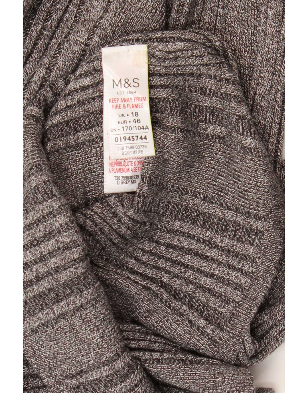 Marks & Spencer Top Mujer Manga Larga UK 40 XL Viscosa Gris