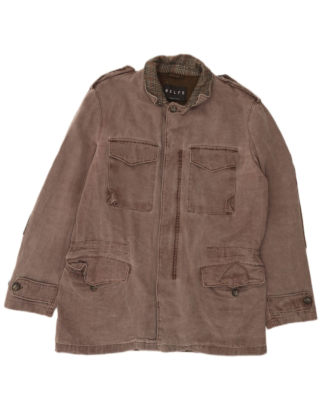 BELFE Chaqueta militar para hombre IT 42 XL Algodón gris