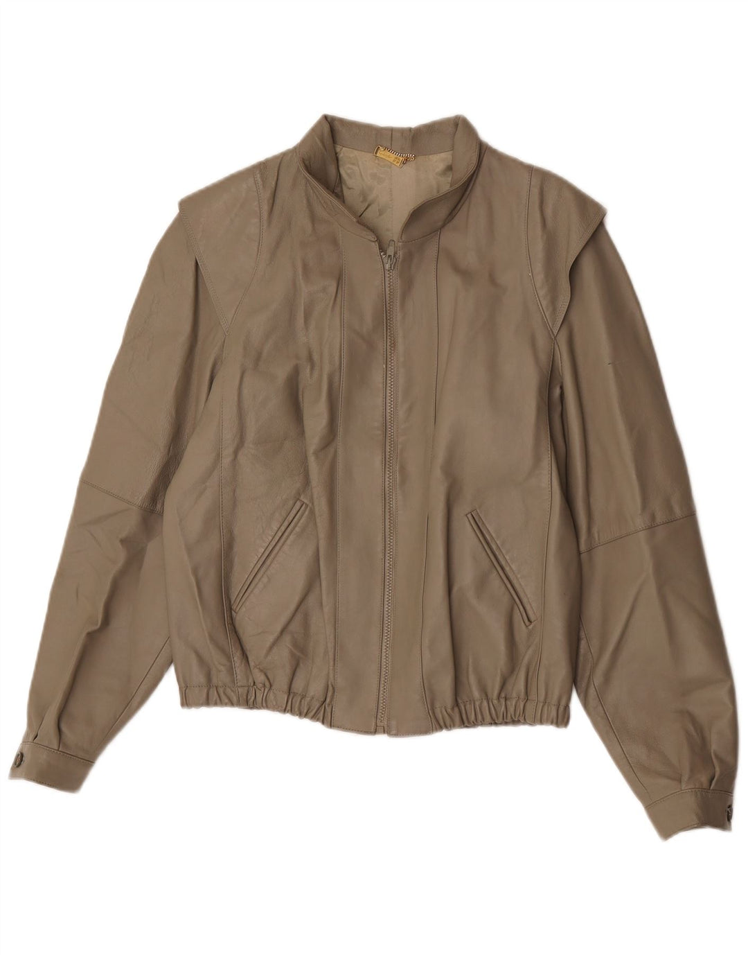 Chaqueta de cuero vintage para mujer IT 44 Cuero gris medio
