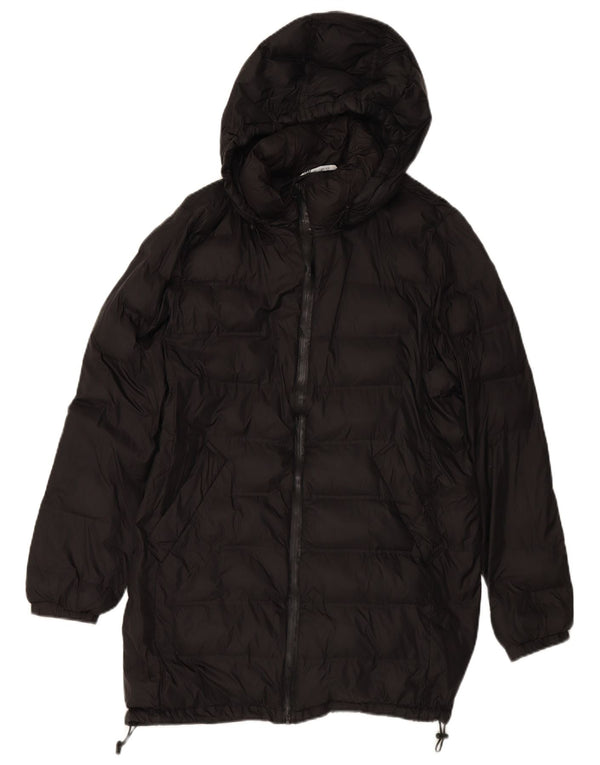 ZARA Mujer Abrigo Acolchado Con Capucha UK 46 Large Poliéster Negro
