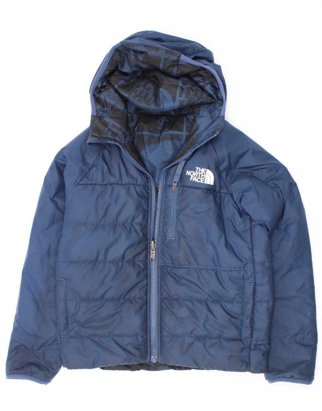 The North Face Chaqueta Acolchada Reversible con Estampado para Niños 7-8 Años Small Azul