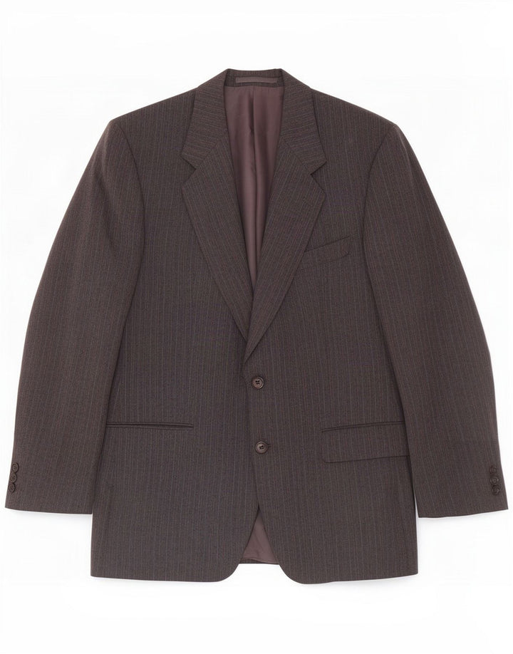 St Michael Chaqueta tipo blazer de 2 botones para hombre UK 40 Grande Gris Poliéster a rayas