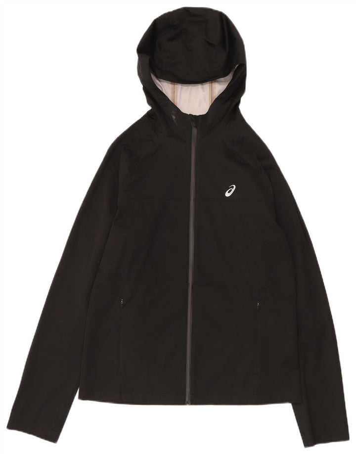 Asics - Chaqueta de chándal con capucha para mujer, talla 40, poliéster negro mediano