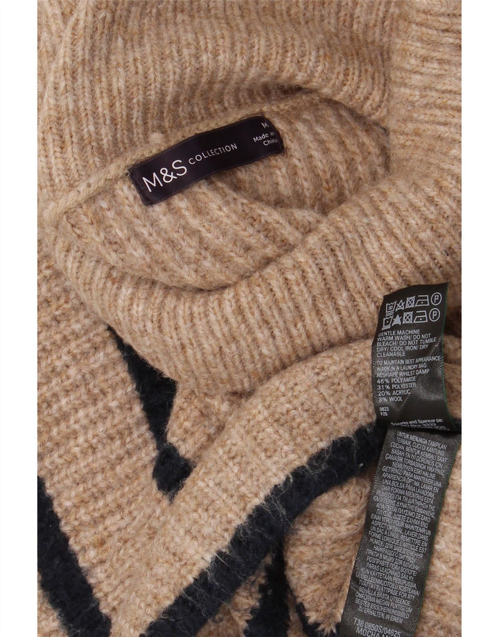 Marks & Spencer Suéter tipo jersey con cuello vuelto para mujer Reino Unido 44 Rayas beige medianas