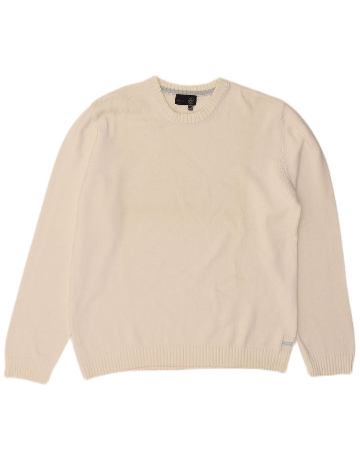 Gas - Jersey de cuello redondo para hombre, talla 2XL, algodón blanco