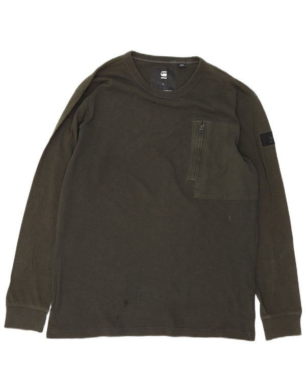 G-Star Mens Top Long Sleeve Large Khaki Cotton