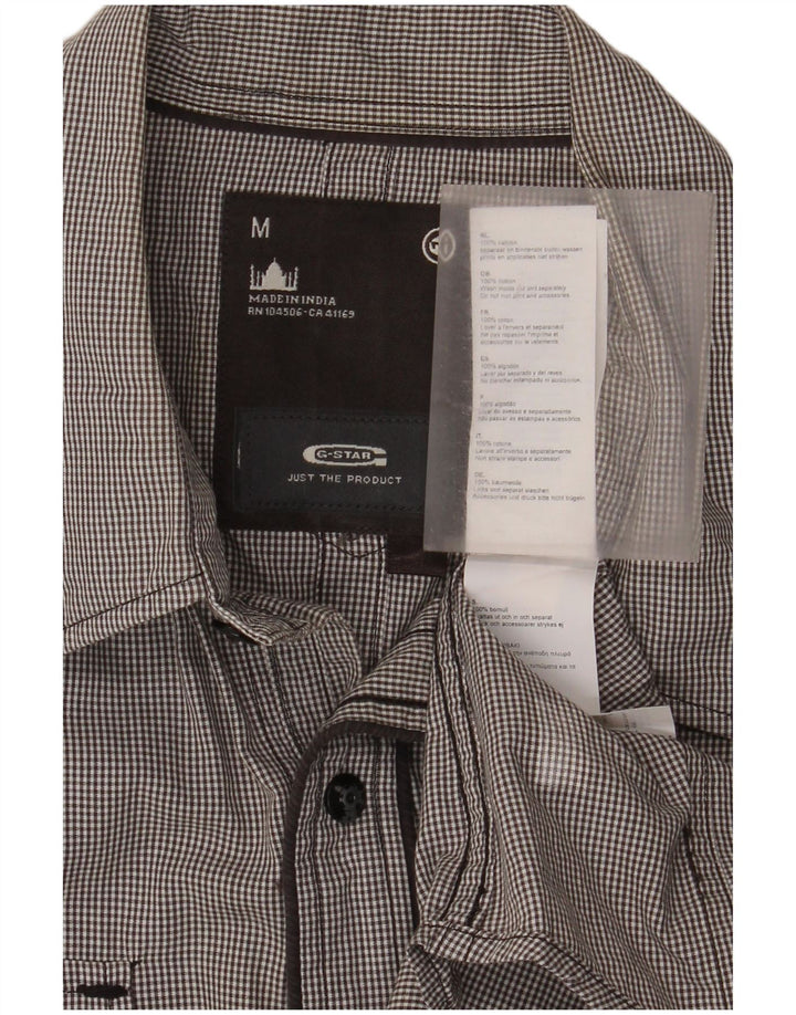 G-Star Hombre Camisa militar de manga corta de algodón a cuadros gris medio