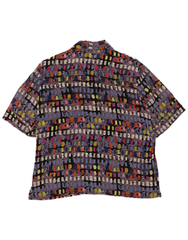 cherie Blusa camisera de manga corta para mujer IT 46 Large Multicolor Geométrico