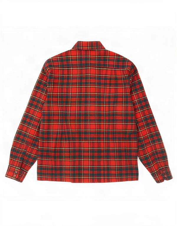 Camisa de franela vintage para hombre a cuadros rojos grandes