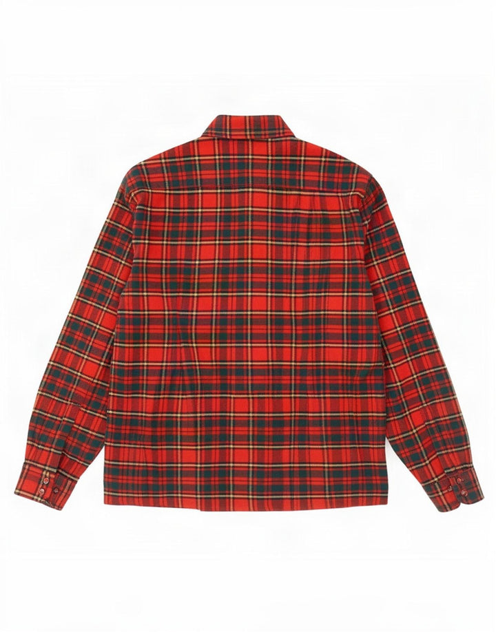 Camisa de franela vintage para hombre a cuadros rojos grandes