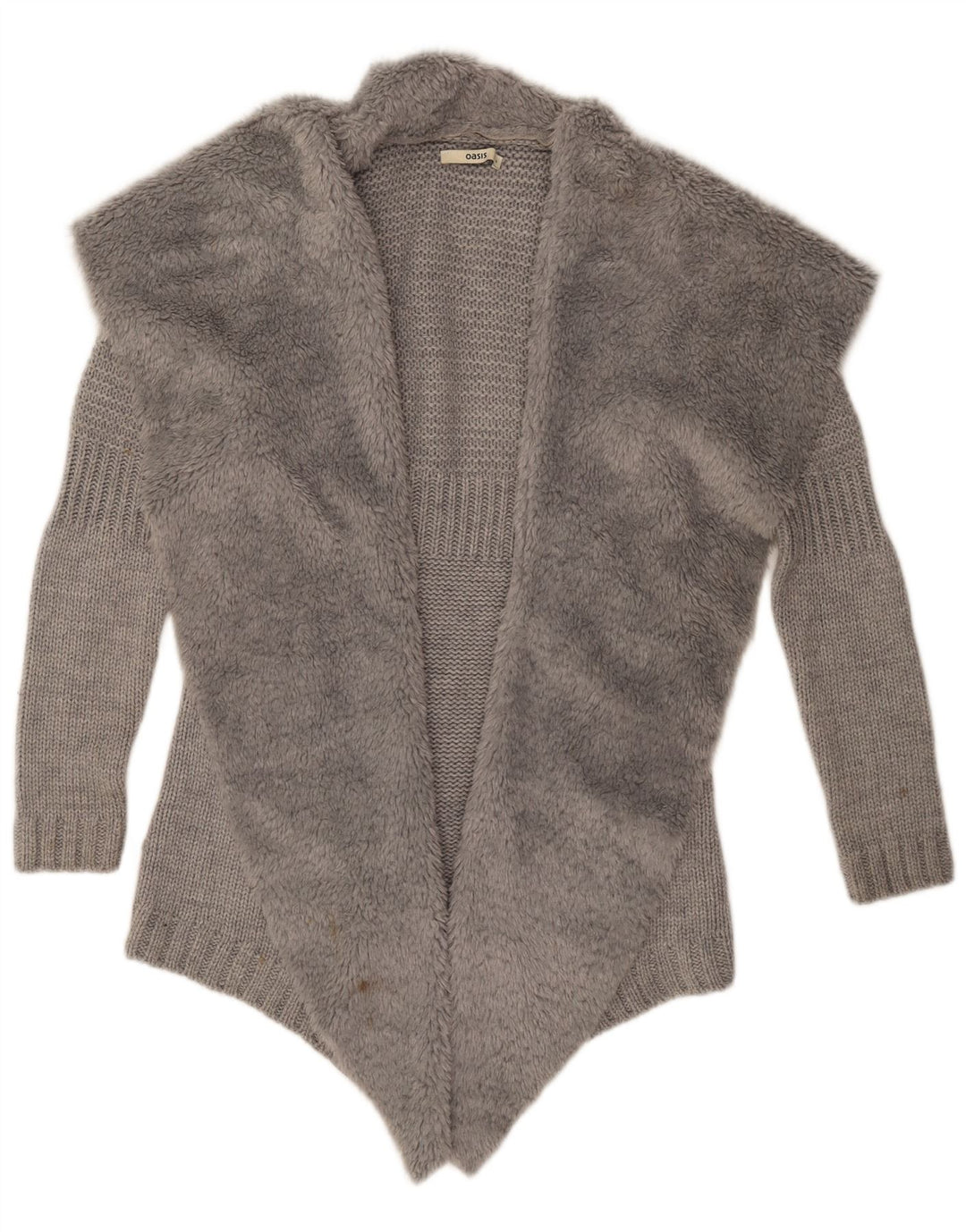 Oasis Suéter Cárdigan Abierto para Mujer Reino Unido 10 Pequeño Acrílico Gris