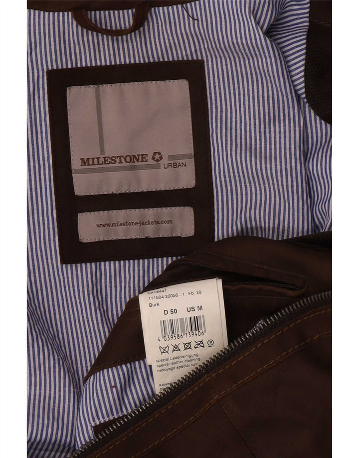 Milestone Chaqueta de cuero para hombre UK 38 Marrón medio