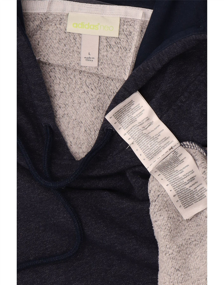 ADIDAS Hombre Neo Graphic Sudadera con capucha Jumper Grande Azul Marino Algodón