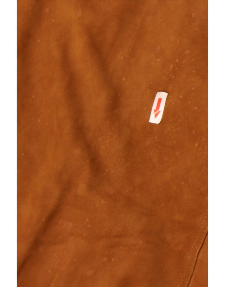 Vintage hombres ante bomber chaqueta IT 48 cuero marrón medio