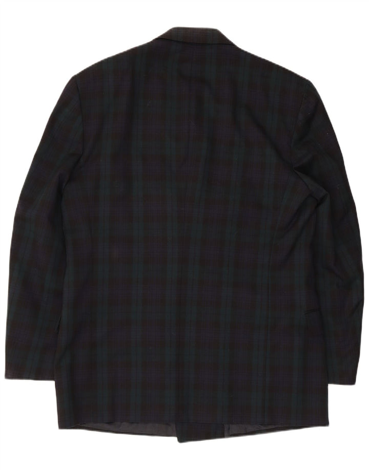 Jaeger Chaqueta tipo blazer con doble botonadura para hombre IT 52 XL Lana a cuadros azul marino