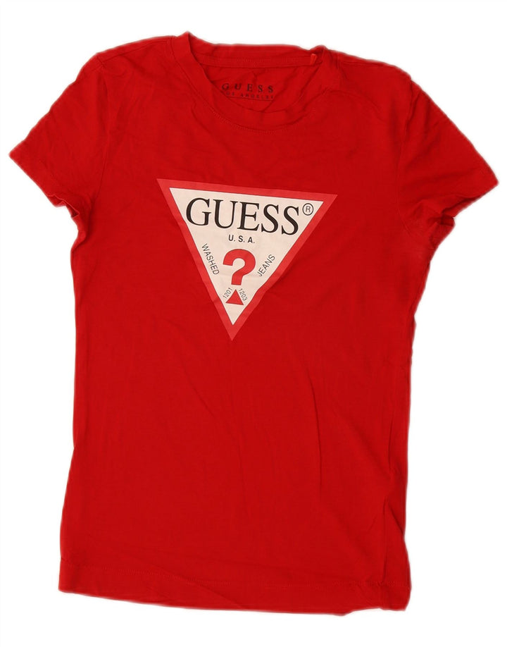 Guess Camiseta Gráfica Mujer Top UK 2 2XS Algodón Rojo