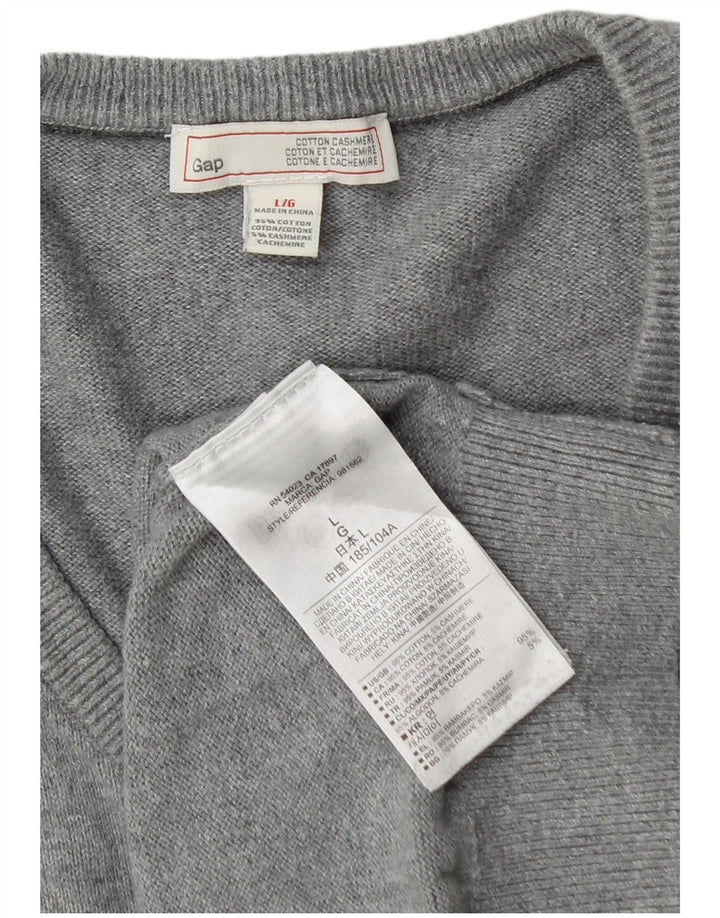 Gap Jersey con cuello en V para hombre, talla grande, algodón gris