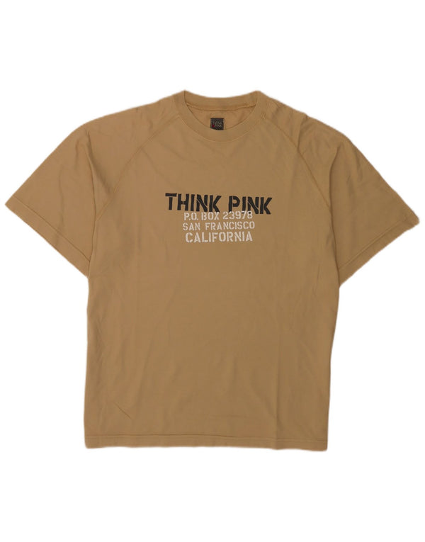 Think Pink Camiseta con gráfico extragrande para mujer Reino Unido 46 Algodón beige grande