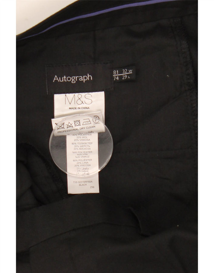 Marks & Spencer Pantalones de traje rectos autógrafos para hombre W32 L29 Negro